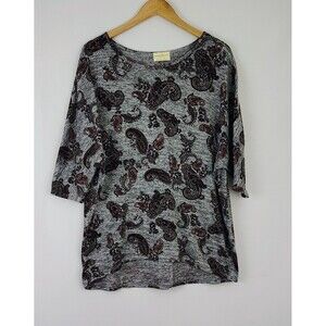 Bobbie Brooks 2X Knit Paisley Pullover Dolman Sleeve 3/4 Round Neck Boho Sweater